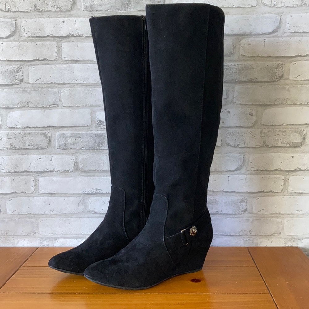 Anne Klein Platform Knee High Boots Black Size 9
